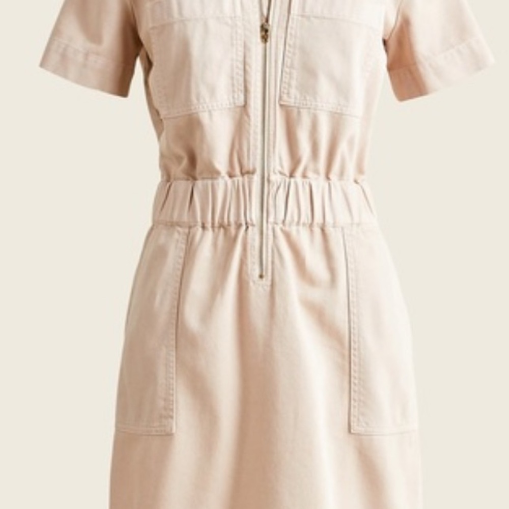 NWT J CREW FRONT ZIP SIGNATURE CHINO DRESS. Sz.24. FITTED AT WAIST. ClASSIC LOOK